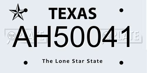 AH50041 Texas License Plate