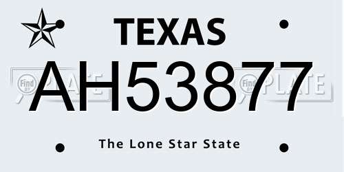 AH53877 Texas License Plate
