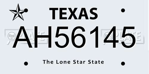 AH56145 Texas License Plate