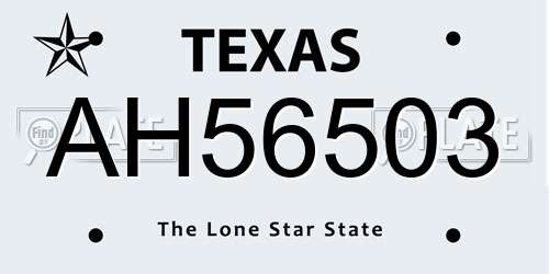 AH56503 Texas License Plate