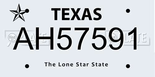 AH57591 Texas License Plate
