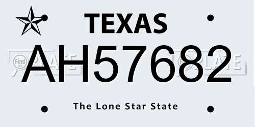 AH57682 Texas License Plate