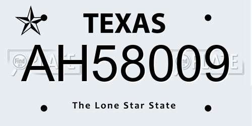 AH58009 Texas License Plate