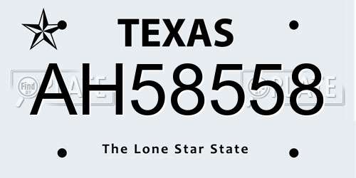 AH58558 Texas License Plate