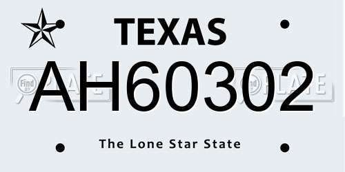 AH60302 Texas License Plate