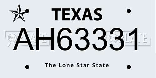 AH63331 Texas License Plate