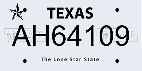 AH64109 Texas License Plate