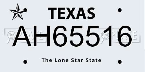 AH65516 Texas License Plate