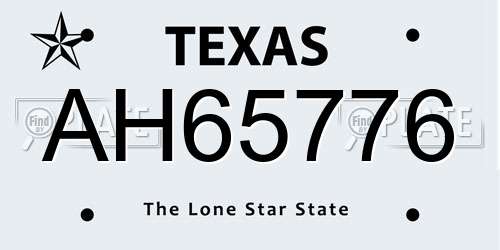 AH65776 Texas License Plate