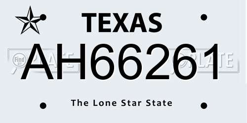 AH66261 Texas License Plate
