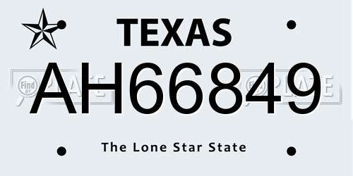 AH66849 Texas License Plate