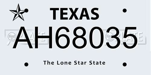 AH68035 Texas License Plate