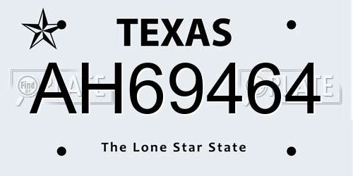 AH69464 Texas License Plate