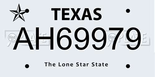 AH69979 Texas License Plate