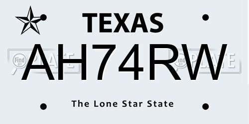 AH74RW Texas License Plate