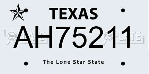 AH75211 Texas License Plate
