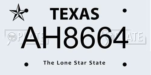 AH8664 Texas License Plate