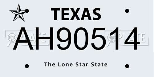 AH90514 Texas License Plate