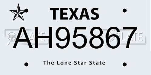 AH95867 Texas License Plate