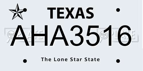 AHA3516 Texas License Plate