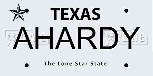 AHARDY Texas License Plate