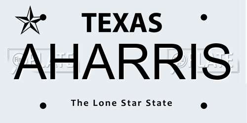 AHARRIS Texas License Plate