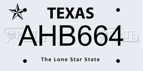 AHB664 Texas License Plate