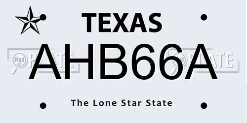 AHB66A Texas License Plate