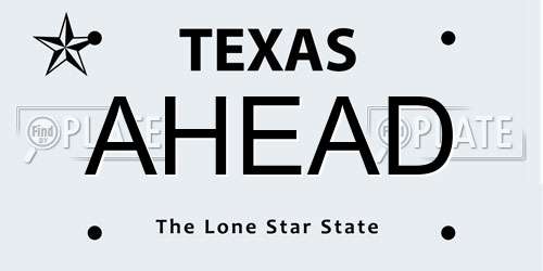 AHEAD Texas License Plate