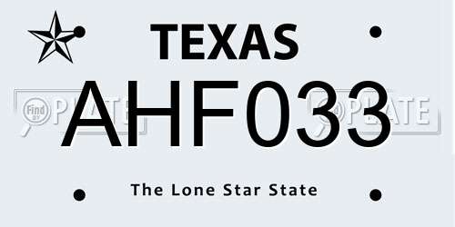 AHF033 Texas License Plate