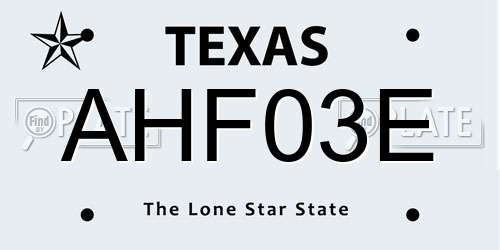 AHF03E Texas License Plate