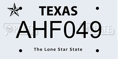 AHF049 Texas License Plate