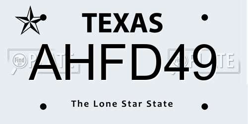 AHFD49 Texas License Plate