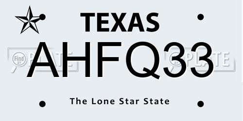 AHFQ33 Texas License Plate