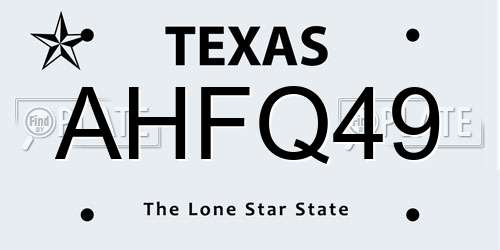 AHFQ49 Texas License Plate