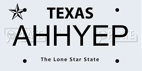AHHYEP Texas License Plate
