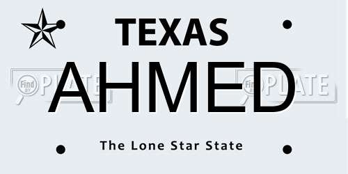 AHMED Texas License Plate
