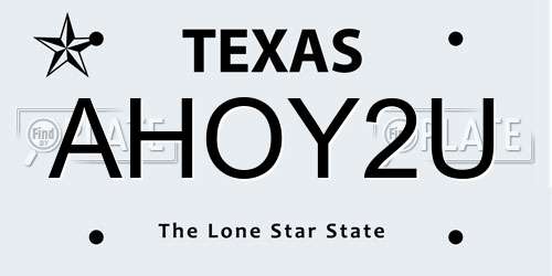 AHOY2U Texas License Plate