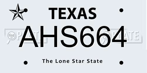 AHS664 Texas License Plate
