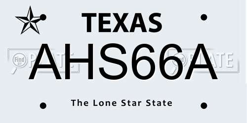 AHS66A Texas License Plate
