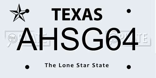 AHSG64 Texas License Plate