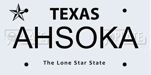 AHSOKA Texas License Plate