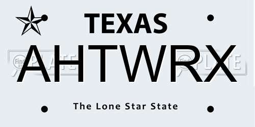 AHTWRX Texas License Plate