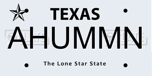 AHUMMN Texas License Plate