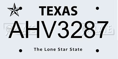 AHV3287 Texas License Plate