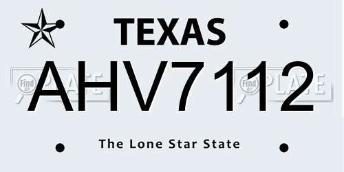 AHV7112 Texas License Plate