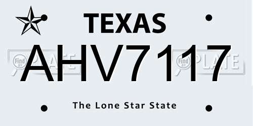 AHV7117 Texas License Plate