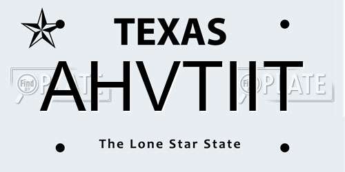 AHVTIIT Texas License Plate