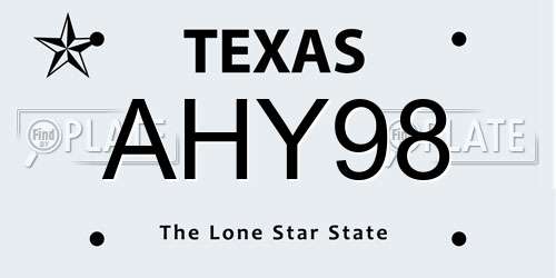 AHY98 Texas License Plate