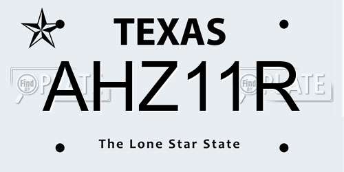 AHZ11R Texas License Plate